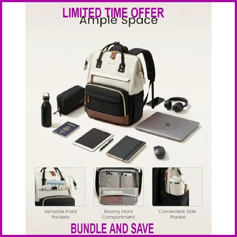 15.6 Inch Laptop Backpack Large Capacity Waterproof Work Travel Daypack - Picture 5 of 7